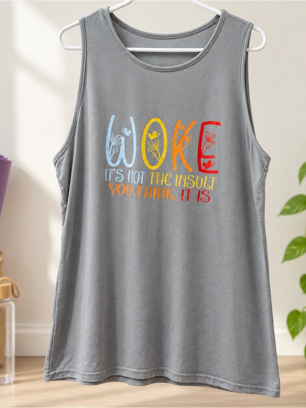 WOKE Social Justice Graphic Tank Top Gray Women’s 3XL